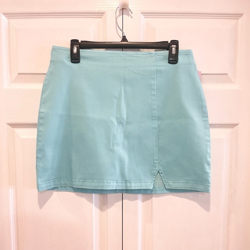 Wild Fable Women Stretchy Glitter Turquoise Colored Mini Skirt Size 12 - Picture 13 of 15